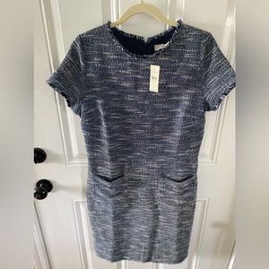 LOFT Blue and White Textured Dress